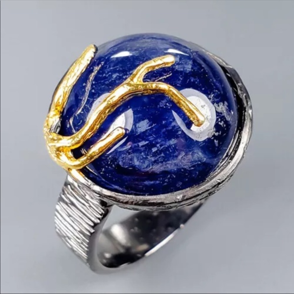 Sapphire solid sterling silver ring size 8.5